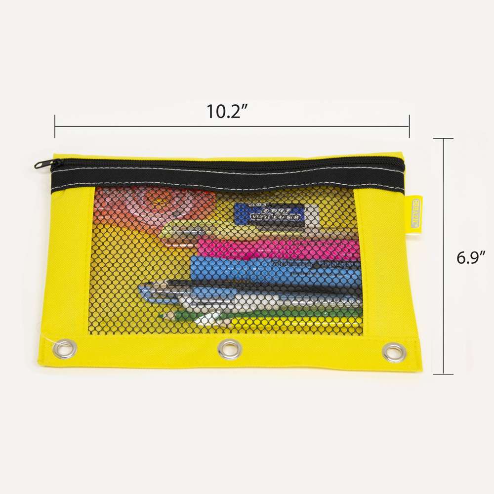 Neon Green Pencil Pouch by School Smarts. 3 Ring Zippered Case with Clear Window