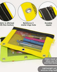 Bright Color 3-Ring Pencil Pouch w/ Mesh Window
