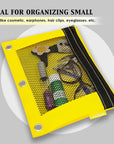 Bright Color 3-Ring Pencil Pouch w/ Mesh Window