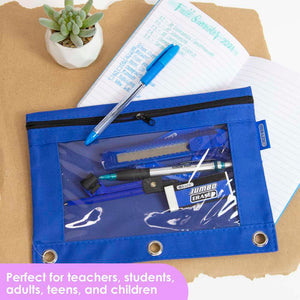 Pencil Pouch 3-Ring Bright Color w/ Clear Window