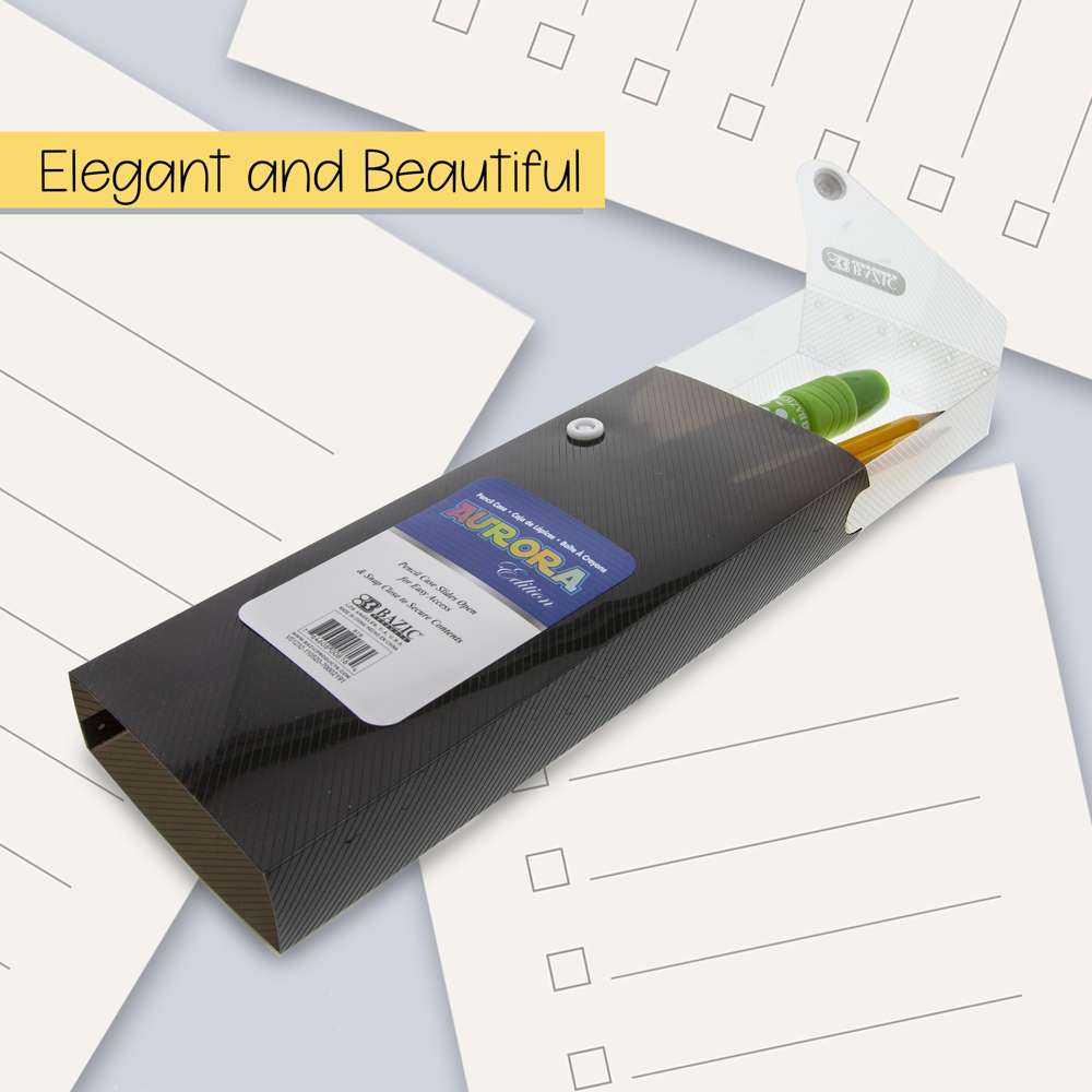 Bazic Plastic Pencil Case 8 inch Storage Box, Assorted Color, Translucent Organizer, 24-Pack