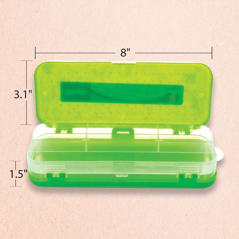 Enday Pencil Case Box School Supplies Storage Organizer Double Deck 7 Compartments Green 8 inch