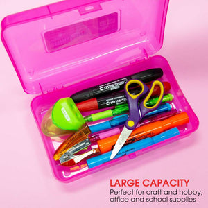 AllTopBargains Multi Purpose Pencil Box School Supplies Durable Plastic Organizer Utility Case