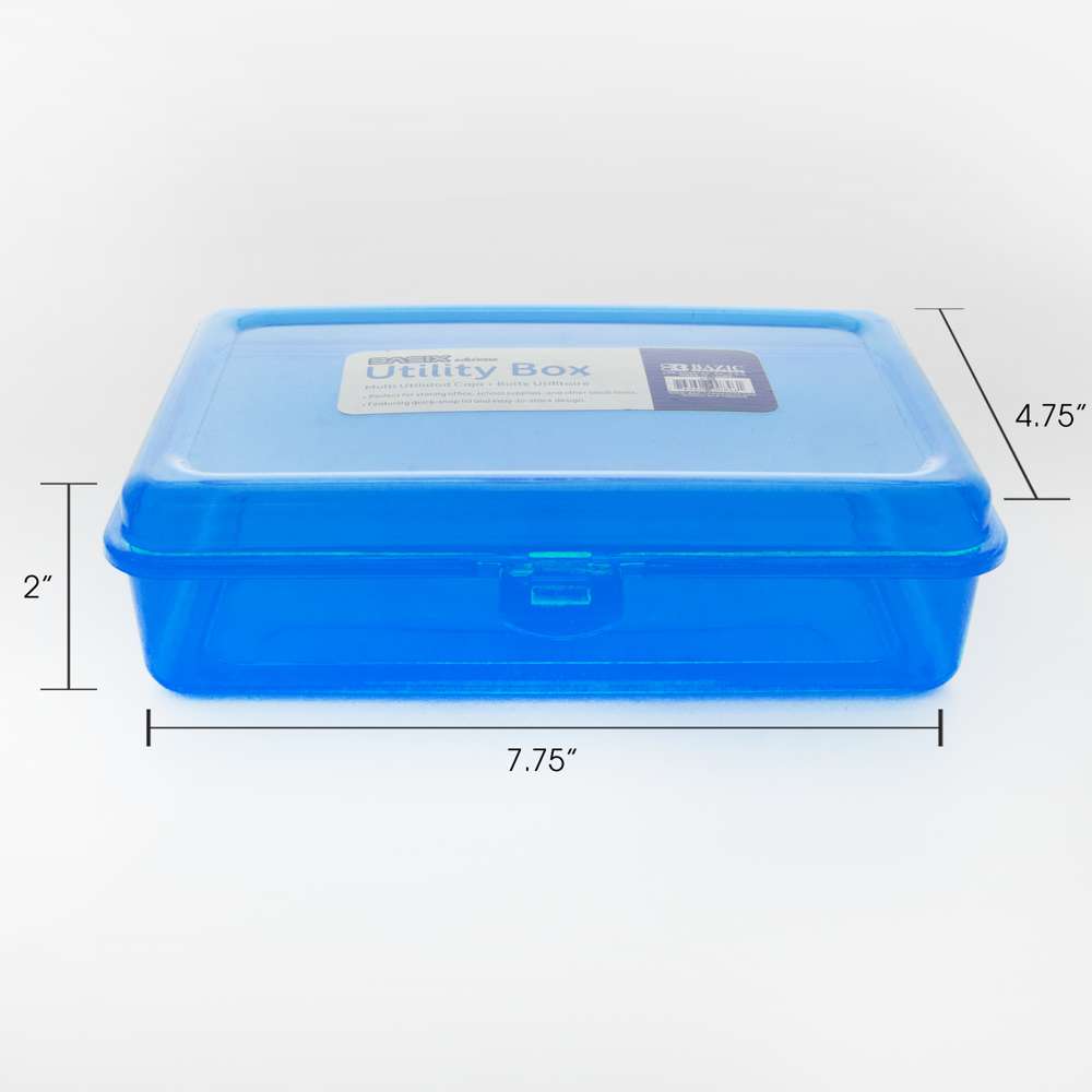 BAZIC Plastic Pencil Case Utility Storage Box, Bright Color, 4-Pack 