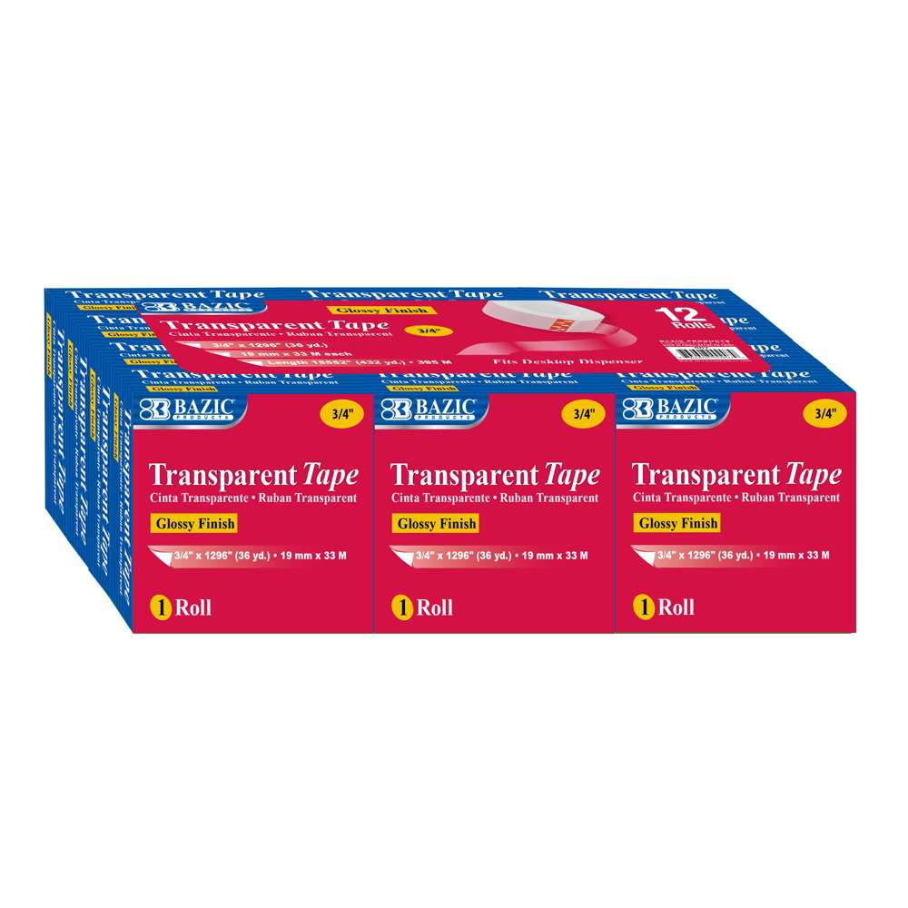 Transparent Tape Refill 3/4" X 1296" (12/Pack)