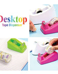 Mini 1" Core Desktop Tape Dispenser w/ (3) 3/4" x 500" Tape Refill (6 units)