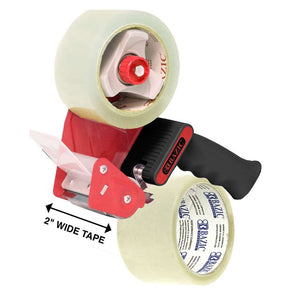 Packaging Tape Dispenser w/ (2) 1.88" X 54.6 Yards Super Clear Tape