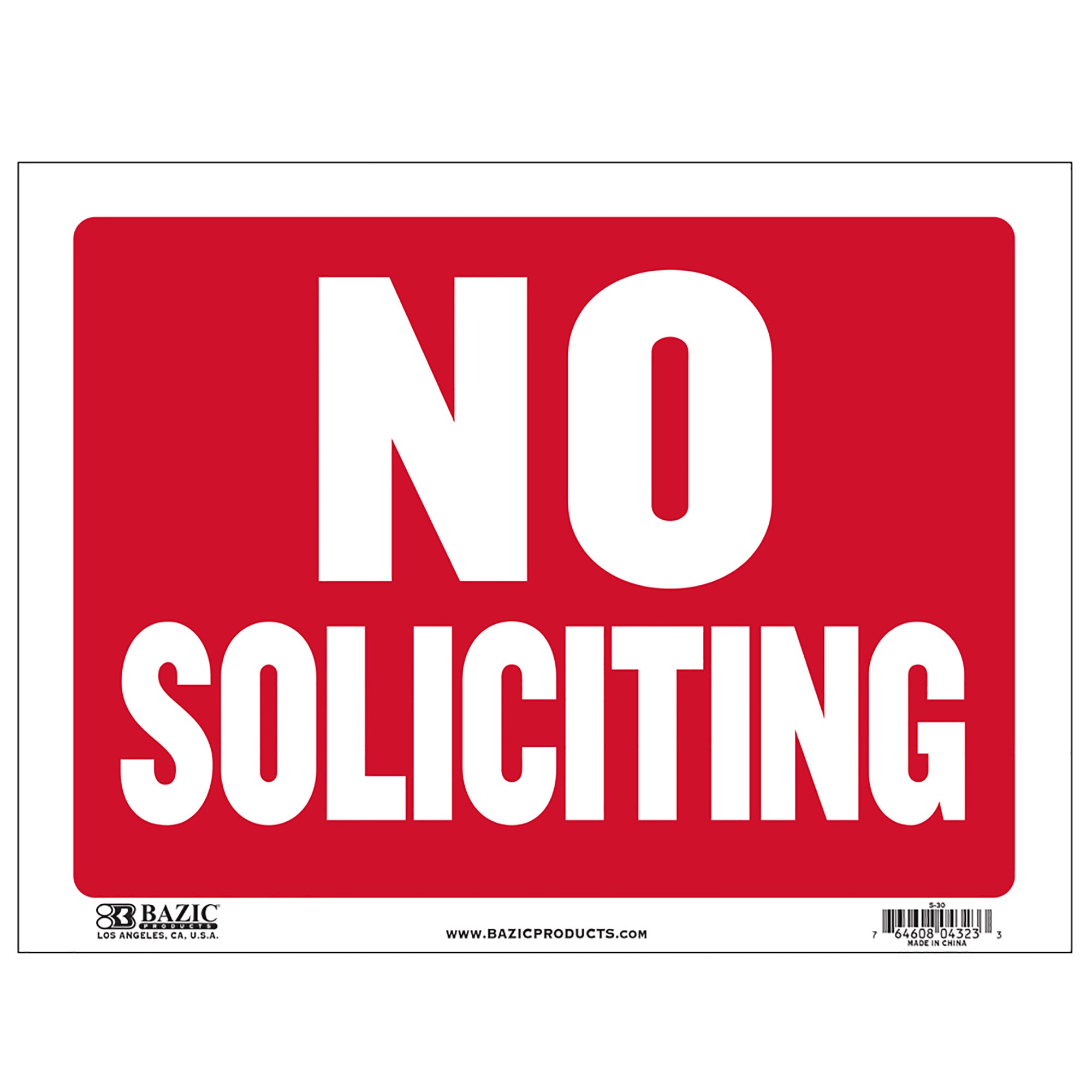 No Soliciting Sign, 9 x 12 in, Weather Resistant
