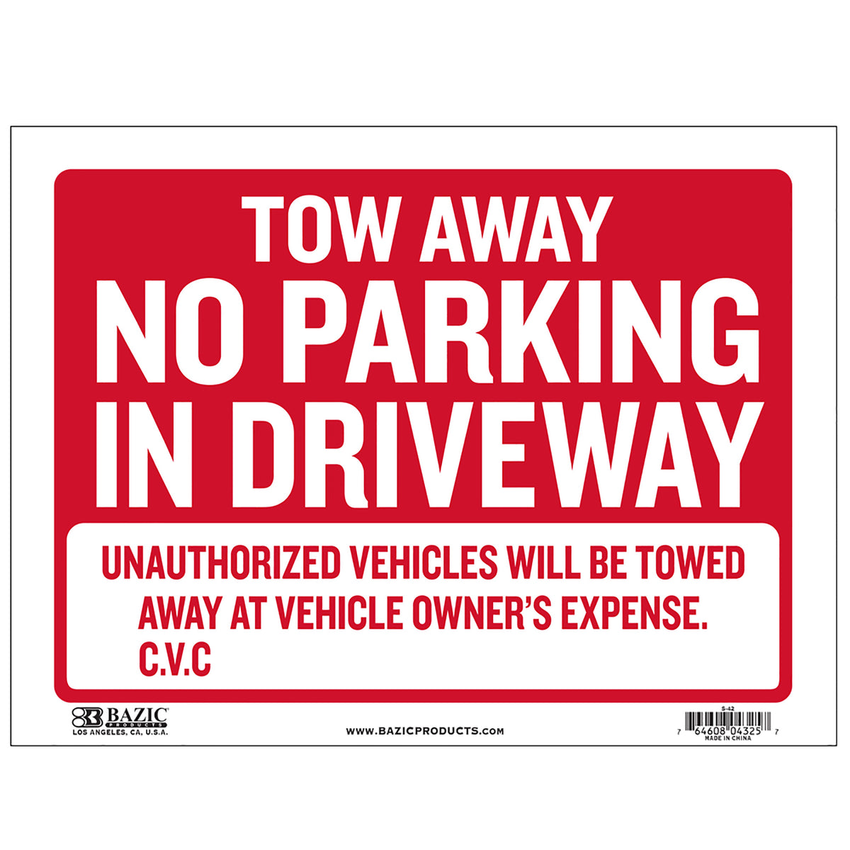 9" X 12" Tow Away Sign