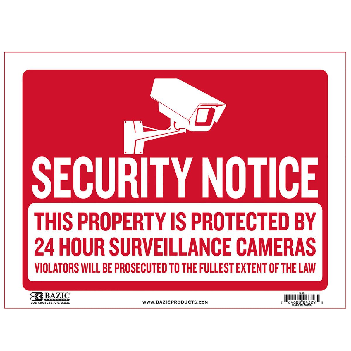 BAZIC Security Notice Sign, 9 x 12 in, Weather Resistant