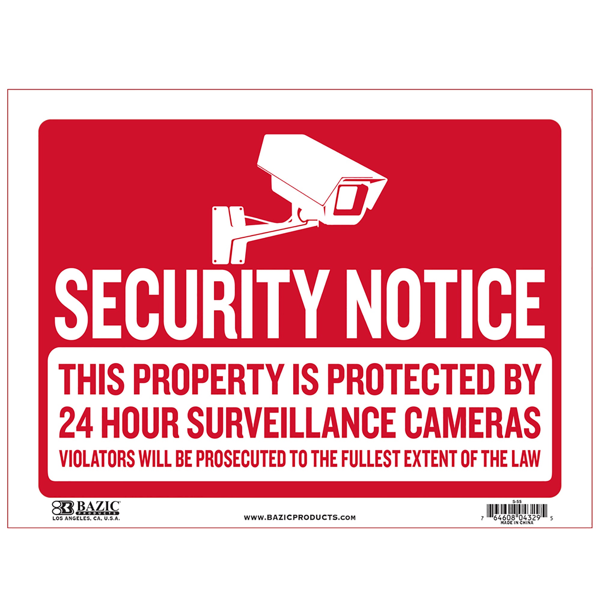 9" x 12" Security Notice Sign